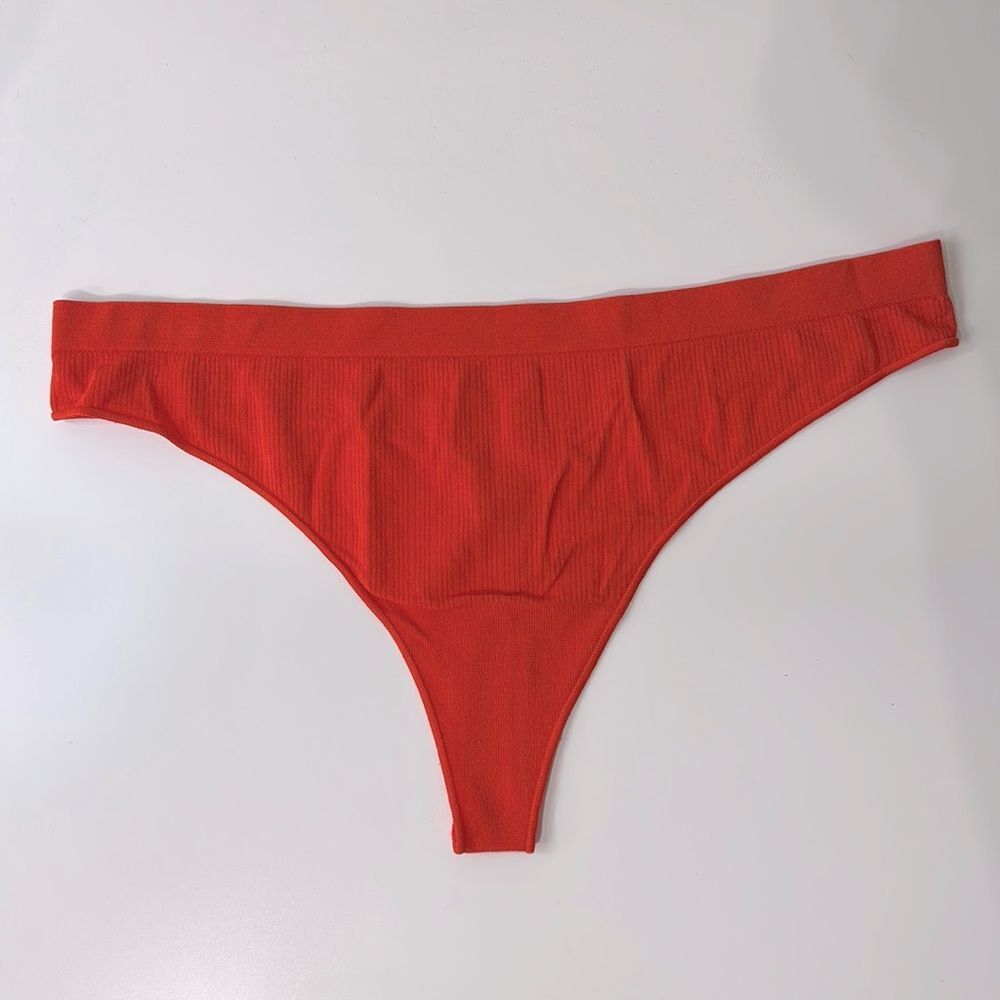Bombas Seamless Micro Ribbed Orange Thong Size XL NWOT